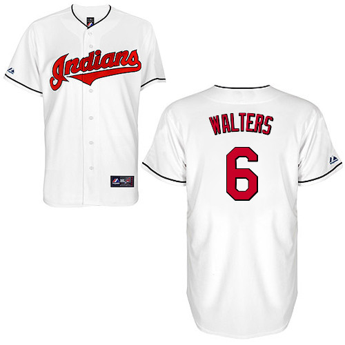 Zach Walters #6 Youth Baseball Jersey-Cleveland Indians Authentic Home White Cool Base MLB Jersey